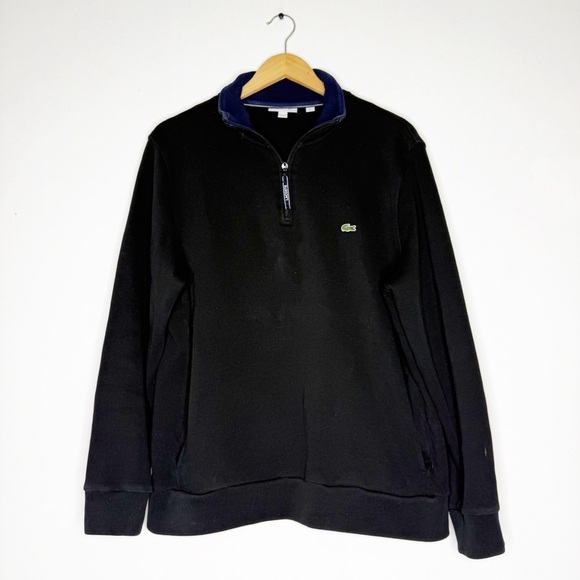 Lacoste Black Quarter Zip Sweatshirt Size XXL - Picture 1 of 5